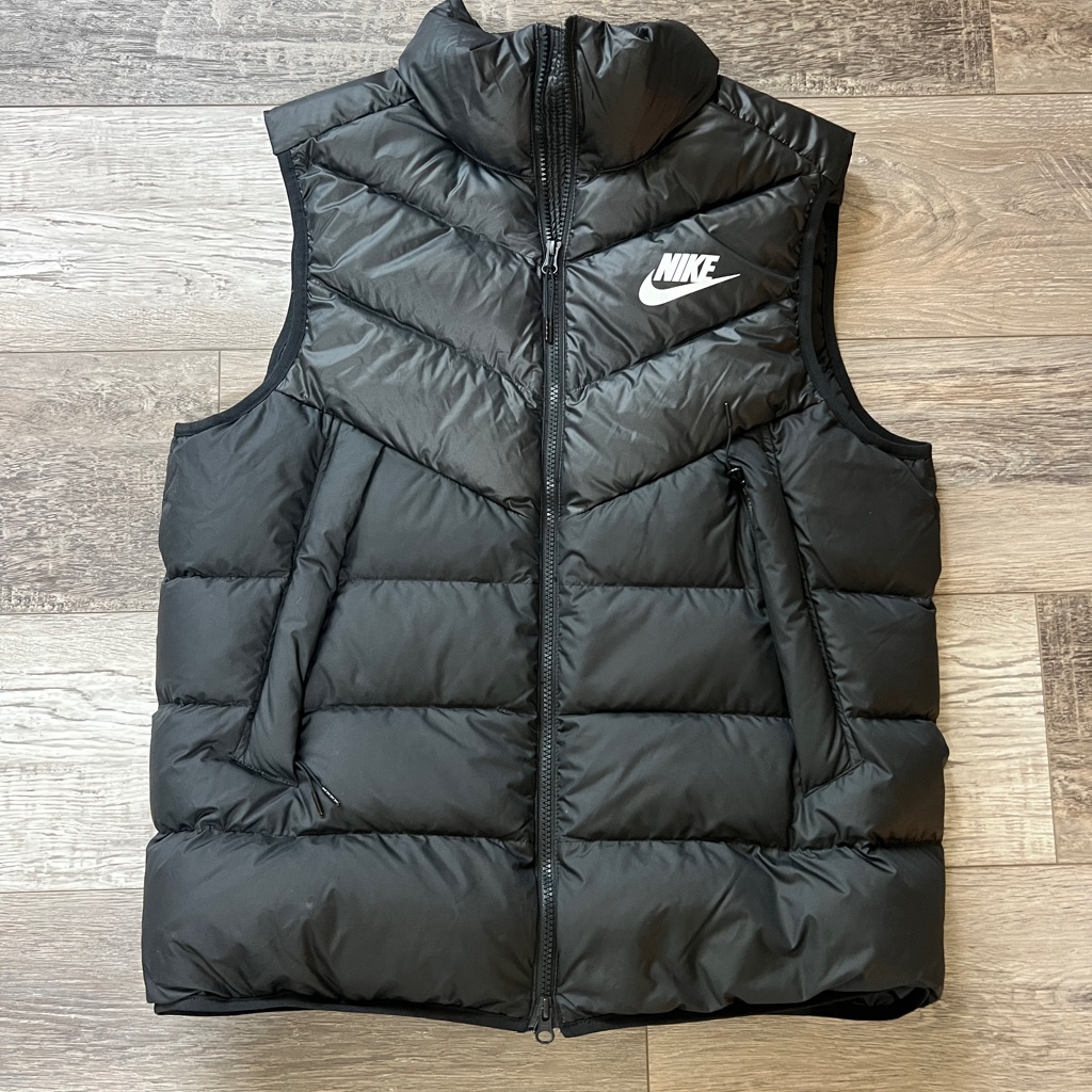 Nikesportswear Windrunner Down Fill Sports Splicing Stand Collar Down Vest Black